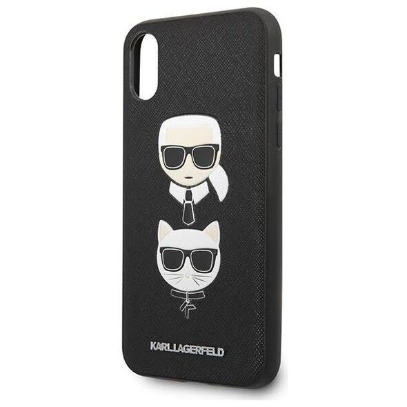 Original Case IPHONE X / XS Karl Lagerfeld Hardcase Saffiano Ikonik Karl&Choupette Head (KLHCPXSAKICKCBK) black 3666339055004
