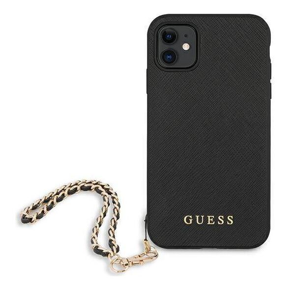 Original Case IPHONE 11 Guess Hardcase Saffiano Chain (GUHCN61SASGBK) black 3666339006037