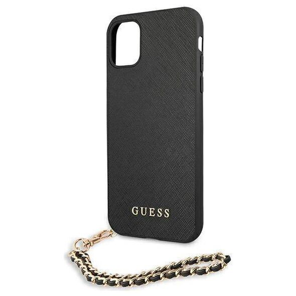 Original Case IPHONE 11 Guess Hardcase Saffiano Chain (GUHCN61SASGBK) black 3666339006037