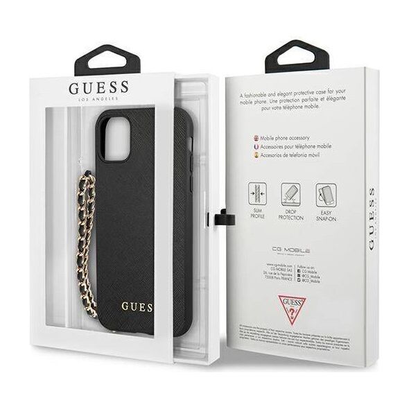 Original Case IPHONE 11 Guess Hardcase Saffiano Chain (GUHCN61SASGBK) black 3666339006037