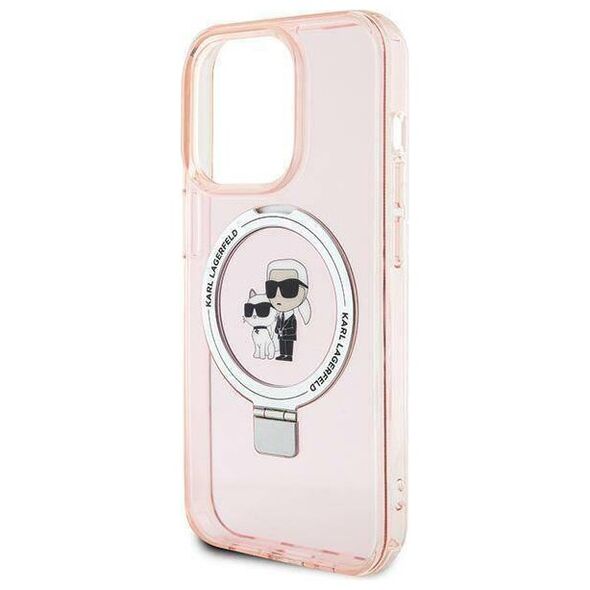 Original Case APPLE IPHONE 15 PRO Karl Lagerfeld Hardcase Ring Stand Karl&Choupettte MagSafe (Klhmp15lhmrskcp) pink 3666339169015