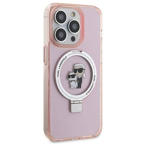 Original Case APPLE IPHONE 15 PRO Karl Lagerfeld Hardcase Ring Stand Karl&Choupettte MagSafe (Klhmp15lhmrskcp) pink 3666339169015