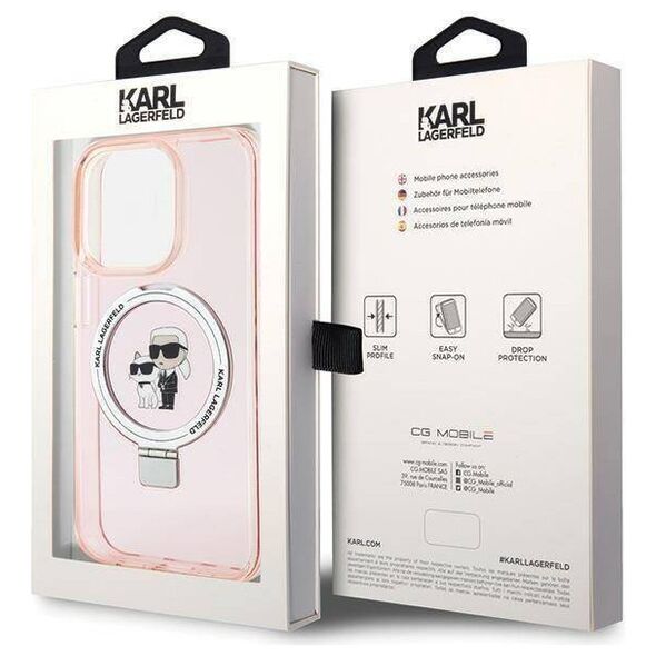 Original Case APPLE IPHONE 15 PRO Karl Lagerfeld Hardcase Ring Stand Karl&Choupettte MagSafe (Klhmp15lhmrskcp) pink 3666339169015