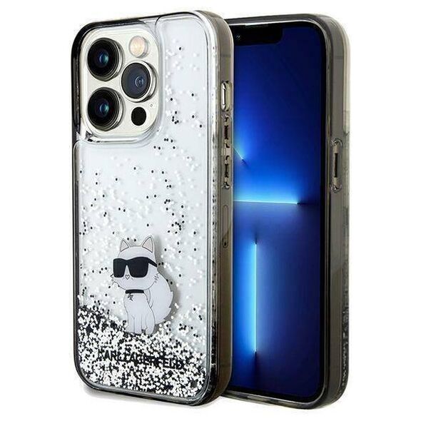 Original Case IPHONE 14 PRO Karl Lagerfeld Hardcase Liquid Glitter Choupette (KLHCP14LLKCNSK) transparent 3666339164171