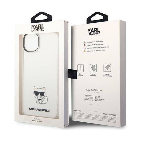 Original Case IPHONE 14 PLUS Karl Lagerfeld Hardcase Choupette Body transparent 3666339076528