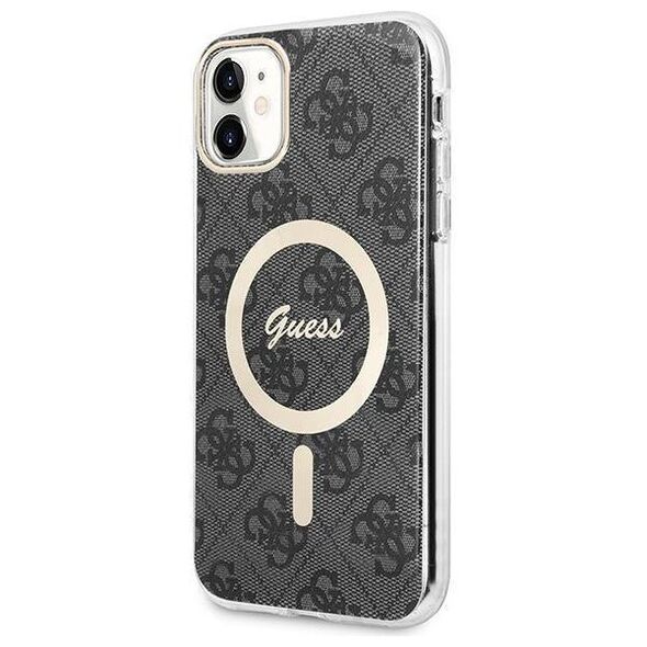 Original Case IPHONE 11 Guess Hardcase 4G Print MagSafe + Wireless Charger (GUBPP13XH4EACSW) black 3666339103361