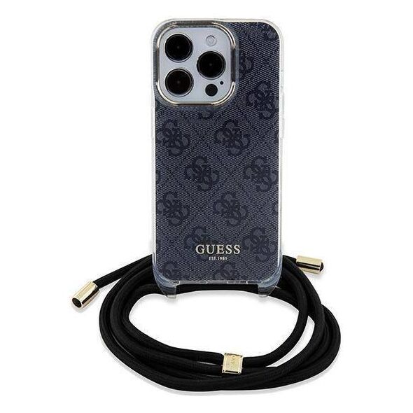 Original Case APPLE IPHONE 15 PRO Guess Hardcase Crossbody Cord 4G Print (GUHCP15LHC4SEK) black 3666339147945