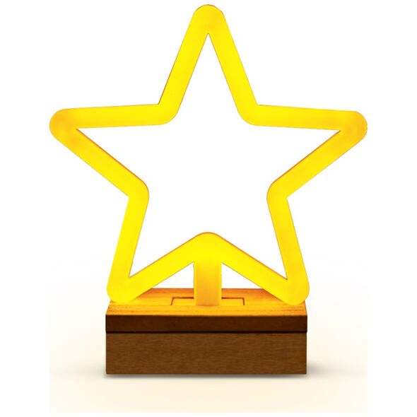 Neon Wood Stand LED STAR warm white FLNW04 Forever Light 5900495268624