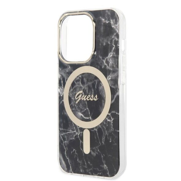 Guess set case + charger for iPhone 14 Pro Max 6,7&quot; GUBPP14XHMEACSK black hard case Marble MagSafe 3666339103149