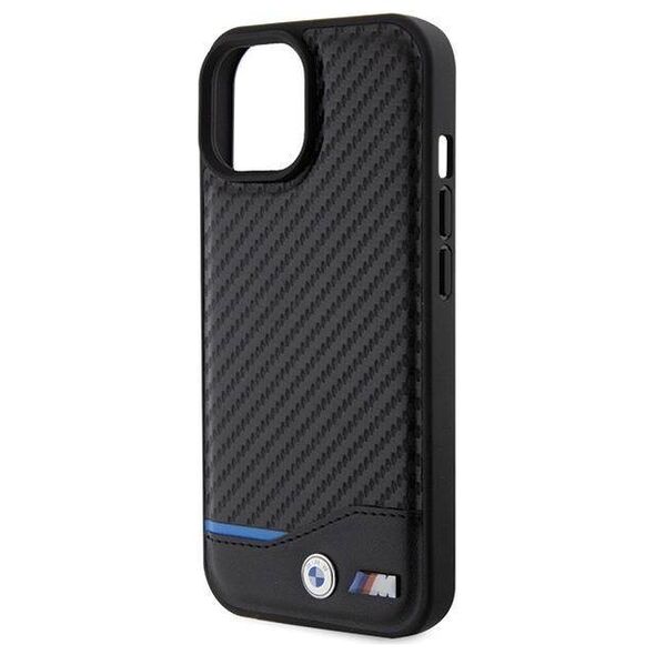 Original Case APPLE IPHONE 15 BMW Leather Carbon (BMHCP15S22NBCK) black 3666339143831