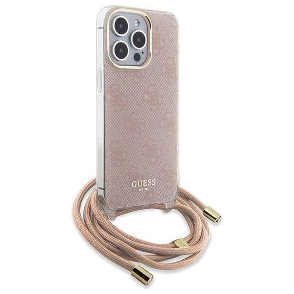Original Case APPLE IPHONE 15 PRO MAX Guess Hardcase Crossbody Cord 4G Print (GUHCP15XHC4SEP) pink 3666339148379