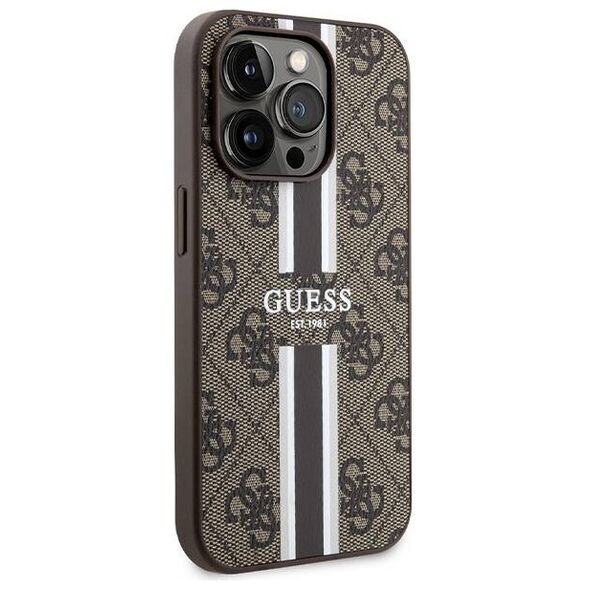 Original Case APPLE IPHONE 15 PRO Guess Hardcase 4G Printed Stripes MagSafe (GUHMP15LP4RPSW) brown 3666339203467