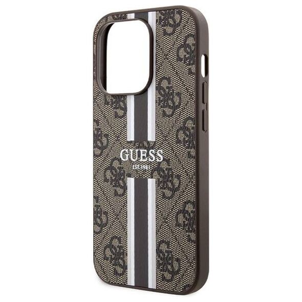 Original Case APPLE IPHONE 15 PRO Guess Hardcase 4G Printed Stripes MagSafe (GUHMP15LP4RPSW) brown 3666339203467