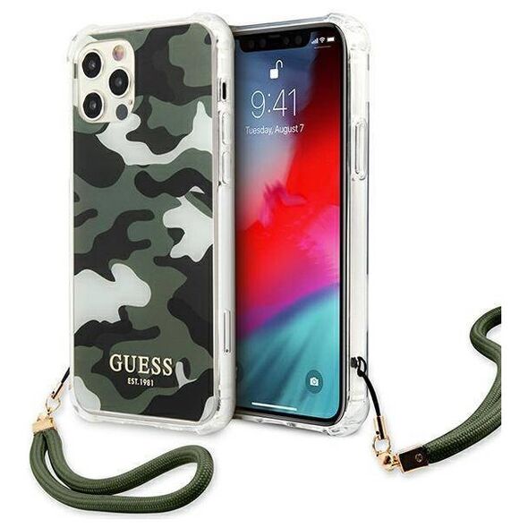 Original Case IPHONE 12 / 12 PRO Guess Hardcase Camo Collection (GUHCP12MKSARKA) green 3666339004095