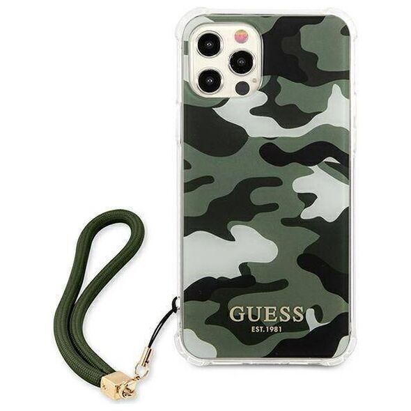 Original Case IPHONE 12 / 12 PRO Guess Hardcase Camo Collection (GUHCP12MKSARKA) green 3666339004095