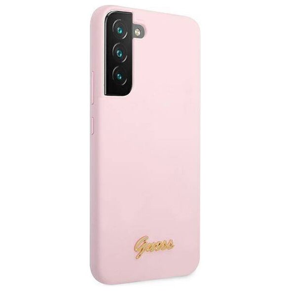 Original Case SAMSUNG GALAXY S22+ PLUS Guess Hardcase Silicone Script Metal Logo (GUHCS22MLSLMGLA) purple 3666339042516
