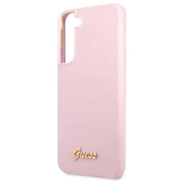 Original Case SAMSUNG GALAXY S22+ PLUS Guess Hardcase Silicone Script Metal Logo (GUHCS22MLSLMGLA) purple 3666339042516