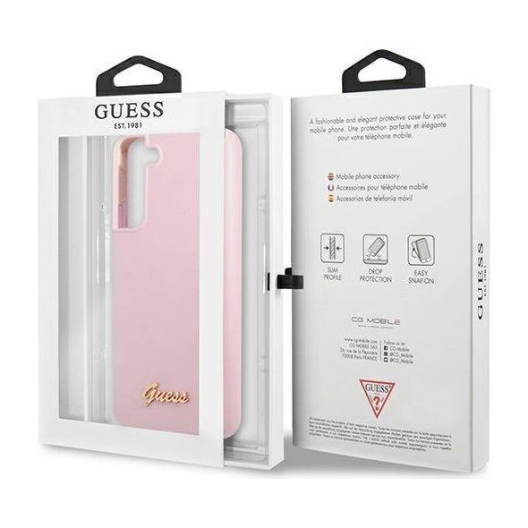 Original Case SAMSUNG GALAXY S22+ PLUS Guess Hardcase Silicone Script Metal Logo (GUHCS22MLSLMGLA) purple 3666339042516