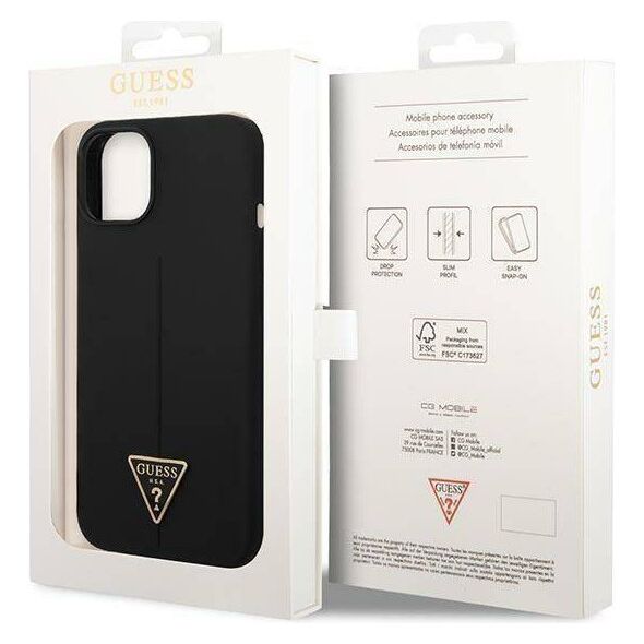 Case IPHONE 14 PLUS Guess Hardcase Silicone Triangle black 3666339065850