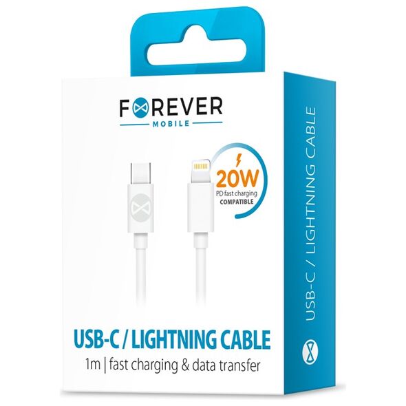 Forever cable USB-C - Lightning 1,0 m 20W white 5900495900203