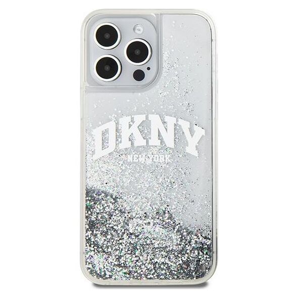 DKNY case for iPhone 15 Pro 6,1&quot; DKHCP15LLBNAET white HC liquid glitters w arch logo 3666339270919