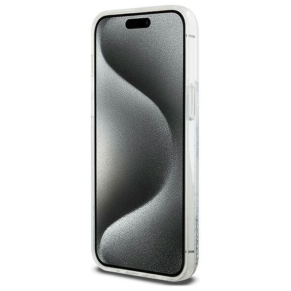 DKNY case for iPhone 15 Pro 6,1&quot; DKHCP15LLBNAET white HC liquid glitters w arch logo 3666339270919