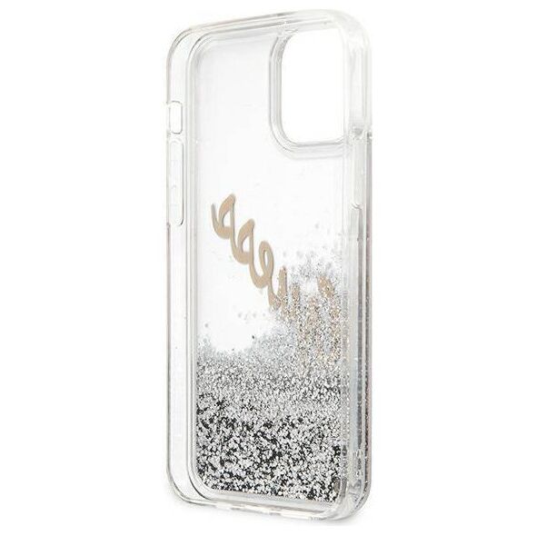 Original Case IPHONE 12 PRO MAX Guess Hardcase Glitter Vintage Script (GUHCP12LGLVSSI) silver 3700740495353
