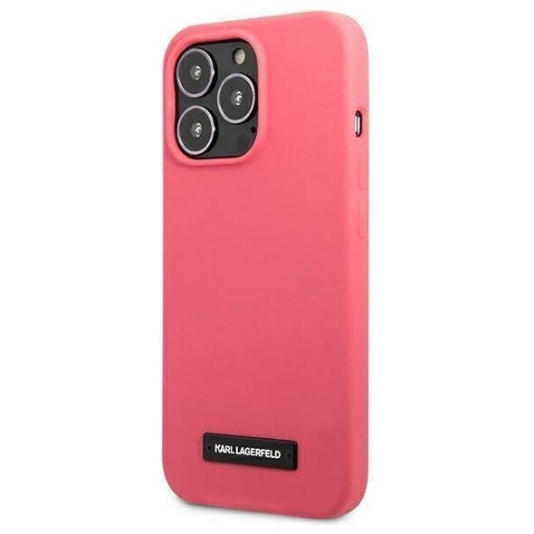 Original Case IPHONE 13 PRO MAX Karl Lagerfeld Hardcase Silicone Plaque (KLHCP13XSLMP1PI) pink 3666339048839