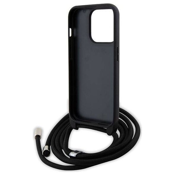 Original Case APPLE IPHONE 15 PRO Karl Lagerfeld Hardcase Crossbody Saffiano Metal Pin Karl & Choupette (KLHCP15LSAKCPSK) black 3666339165772