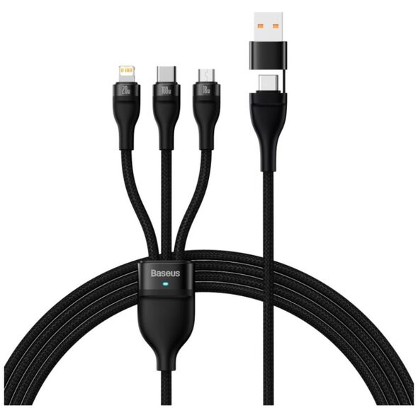 Baseus cable 3in1 Flash II USB + USB-C - Lightning + USB-C + microUSB 1,5 m 3,5A black 100W 6932172608743