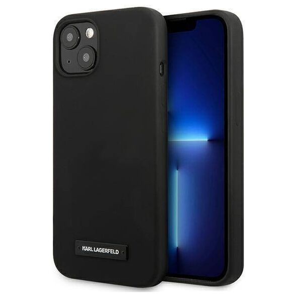 Original Case IPHONE 13 MINI Karl Lagerfeld Hardcase Silicone Plaque (KLHCP13SSLMP1K) black 3666339048761
