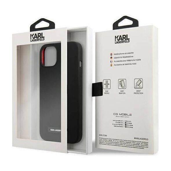 Original Case IPHONE 13 MINI Karl Lagerfeld Hardcase Silicone Plaque (KLHCP13SSLMP1K) black 3666339048761