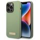 Original Case IPHONE 14 PRO MAX Guess Hard Case Silicone Logo Plate MagSafe green 3666339070496