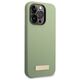 Original Case IPHONE 14 PRO MAX Guess Hard Case Silicone Logo Plate MagSafe green 3666339070496