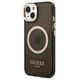 Guess case for iPhone 14 Pro 6,1&quot; GUHMP14LHTCMK black HC Magsafe Gold Outline Translucent 3666339069605