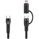 Forever 2in1 cable USB-C - Lightning + USB-C 1,0 m 60W  black 5907457787728