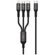 Forever 3in1 cable USB-C - Lightning + 2x USB-C 1,2 m 60W black 5907457787339