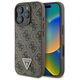 Guess case for iPhone 16 Pro 6,3&quot; GUHCP16LP4TDPW Leather 4G Triangle Strass brown MagSafe 3666339327422