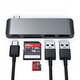 Satechi Type-C USB Pass-through hub for mobile devices USB-C, 60W, 2x USB-A, micro/SD card reader space gray STH82 879961005634