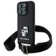 Original Case IPHONE 16 PRO Karl Lagerfeld Hardcase Saffiano Karl&Choupette Metal Pin CBDY Strap (KLHCP16LSAKCPBK) black 3666339329907