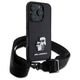 Original Case IPHONE 16 PRO Karl Lagerfeld Hardcase Saffiano Karl&Choupette Metal Pin CBDY Strap (KLHCP16LSAKCPBK) black 3666339329907