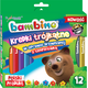 St. Majewski Kredki BAMBINO w oprawie drewnianej o przekroju trójkątnym, 12 kolorów, z temperówką 878852 5903235002892