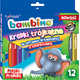 St. Majewski Kredki BAMBINO w oprawie drewnianej o przekroju trójkątnym, 12 kolorów, z temperówką 878852 5903235002892