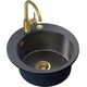 Zlewozmywak Steiner ART JAMES 210 (Ø51x20) Steingran Art Gold Black Pearl z syfonem manualnym, baterią Naomi i zaślepką - czarny opalizacja złota 8408428 5903242537011