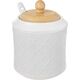 Orion Cukierniczka porcelanowa z łyżeczką i pokrywką bambusową cukiernica pojemnik na cukier 11,5 cm 9454517 8592381174323