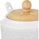 Orion Cukierniczka porcelanowa z łyżeczką i pokrywką bambusową cukiernica pojemnik na cukier 11,5 cm 9454517 8592381174323