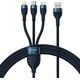 Kabel USB Baseus USB-A - USB-C + microUSB + Lightning 1.2 m Niebieski (CASS030003) 11026770 6932172608729