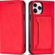 Hurtel Magnet Card Case etui do iPhone 12 Pro Max pokrowiec portfel na karty kartę podstawka czerwony 11542292 9145576250853