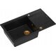 Zlewozmywak GraniteQ EVAN 136 XL GraniteQ zlewozmywak z syfonem Push To Open 1-komorowy z/o (860x500x210| kom. 420x490) pure carbon / elementy miedziane 12945571 5904310997782