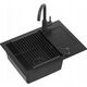 Zlewozmywak GraniteQ JOHNNY 116 GraniteQ zlewozmywak granitowy Pure Carbon 1-komorowy z/o (60x44x18,5) z syfonem black + bateria Kate pure carbon + dozownik + Qmata 12945663 5904310996785